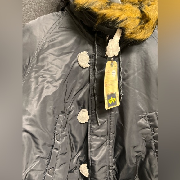 NWT - Alpha Industries Slim Fit N-3B Parka, Steel Blue/ Orange - Size 5XL - Picture 6 of 12